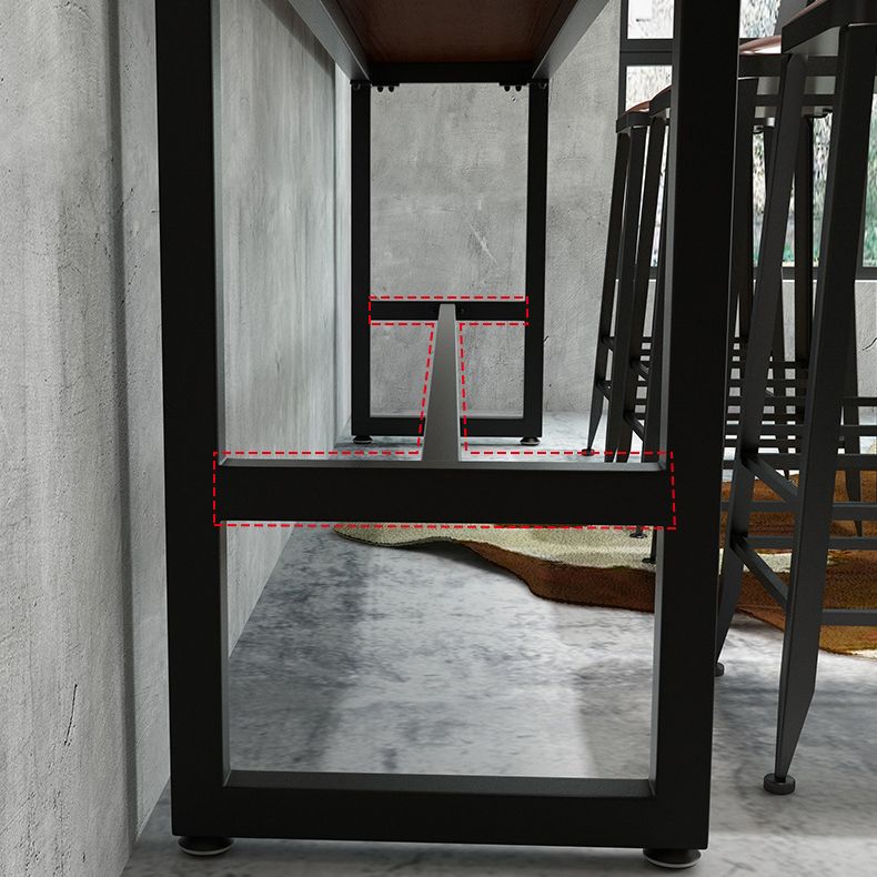 Industrial 1/5/9 Pieces Bar Table Set Rectangle Pine Wood Counter Table with Stools