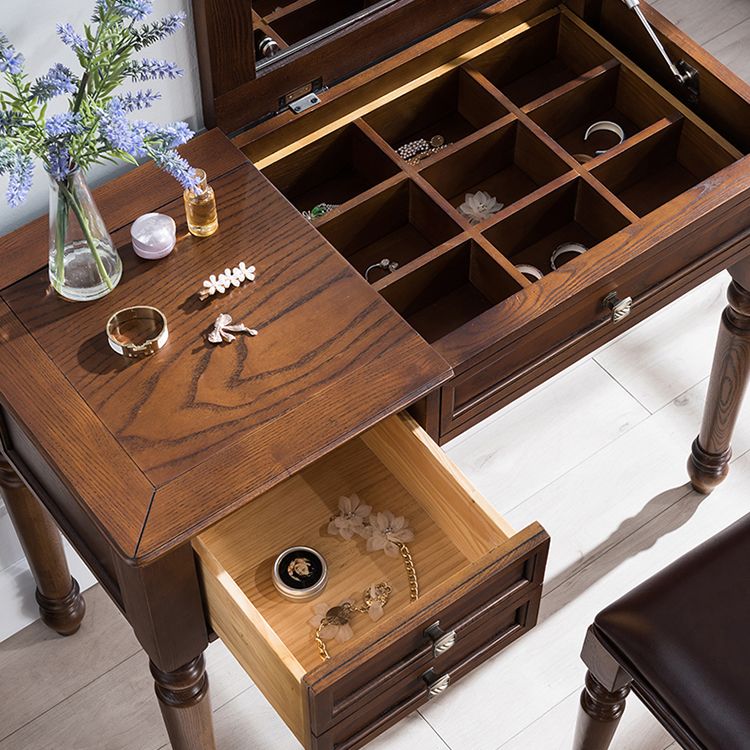 Tradizioni vanità tavolo da toeletta per trucco in legno massiccio con specchi