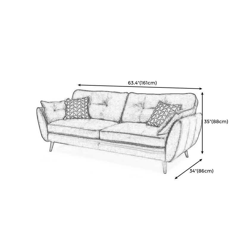 Couseure de canapé de bras carré contemporain standard avec 2 oreillers