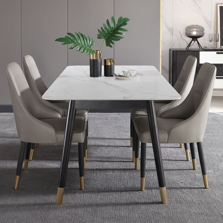 Industrial Style White Sintered Stone Dining Table 4 Legs Base Rectangle Table for Home Clearhalo ' dining_table' 'Dining Tables & Seating' 'Dining Tables' 'furn' 'furn_dining_table' 'Furniture' 'furniture_dining_table' 'Kitchen & Dining Furniture' 'kitchen&dining_furn' 'kitchen' 'kitchen_dining_table' 1200x1200_4e07d3fe-91d3-46f0-bb3e-52bc4bf36824