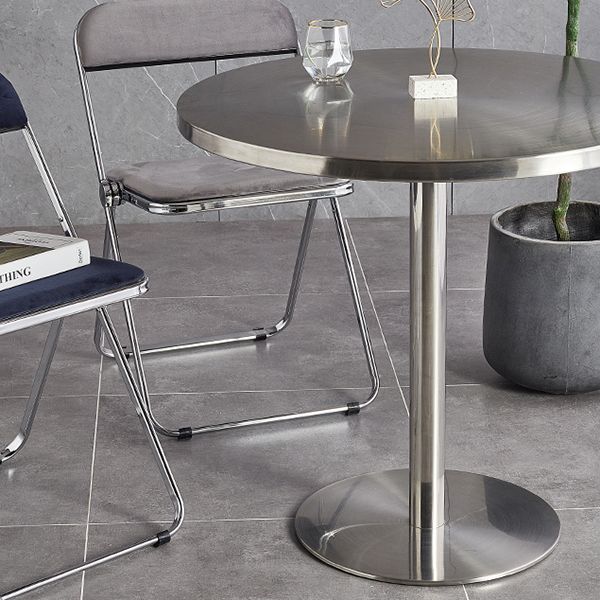 Metal Industrial Table Stainless Steel Top Dining Table with Pedestal Base Clearhalo ' dining_table' 'Dining Tables & Seating' 'Dining Tables' 'furn' 'furn_dining_table' 'Furniture' 'furniture_dining_table' 'Kitchen & Dining Furniture' 'kitchen&dining_furn' 'kitchen' 'kitchen_dining_table' 1200x1200_4e085d36-56c2-4942-88e4-3734adf1056b