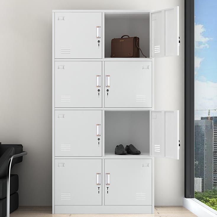 White Steel Wardrobe Armoire Contemporary Hinged Wardrobe Cabinet Clearhalo 'Armoires & Wardrobes' 'armoires_wardrobes' 'Bedroom Furniture' 'furn' 'furn_armoires_wardrobes' 'Furniture' 1200x1200_4e08945c-4d8f-4aa6-ac2a-5b36a62c2861