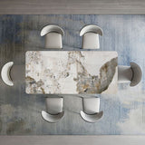 Contemporary Sintered Stone Top Metal Base Dining Table with Chairs