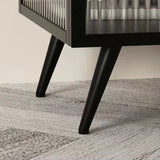 Moderner unteres Regal Nachttisch Metall Nachttschrank mit Glastür für Schlafzimmer