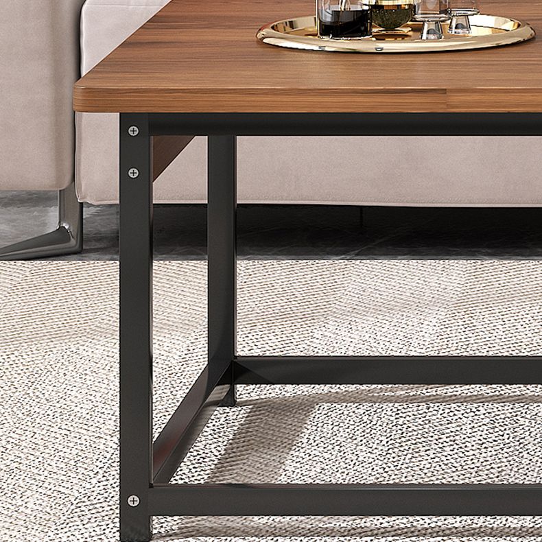 16.53" H Rectangle Wooden Coffee Table Metal Frame Cocktail Table with Shelves Clearhalo 'Coffee & Accent Tables' 'Coffee Tables' 'coffee_tables' 'furn' 'furn_coffee_tables' 'Furniture' 'Living Room Furniture' 1200x1200_4e09aba3-38e2-4c26-95de-c0da17fc5091