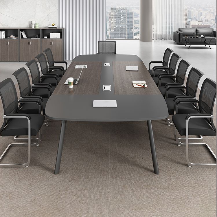 Cappuccino Curbe Writing Desk avec des jambes métalliques Bureau de bureau en métal et en bois artificiel