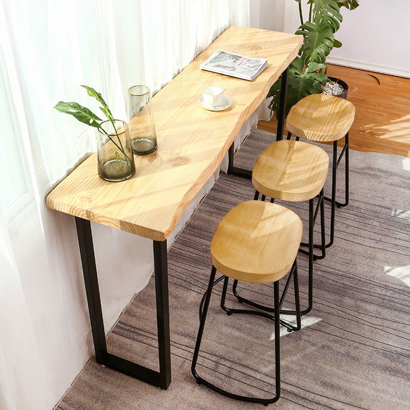 Modern Rectangle Bar Dining Table Wood Sled Bar Height Pub Table with Iron Base Clearhalo 'Bar Furniture' 'Bar Tables' 'bar_tables' 'furn' 'furn_bar_tables' 'Furniture' 'furniture_bar_tables' 'Kitchen & Dining Furniture' 1200x1200_4e0bed96-350a-4f6a-970c-6fa7bcee3d0d