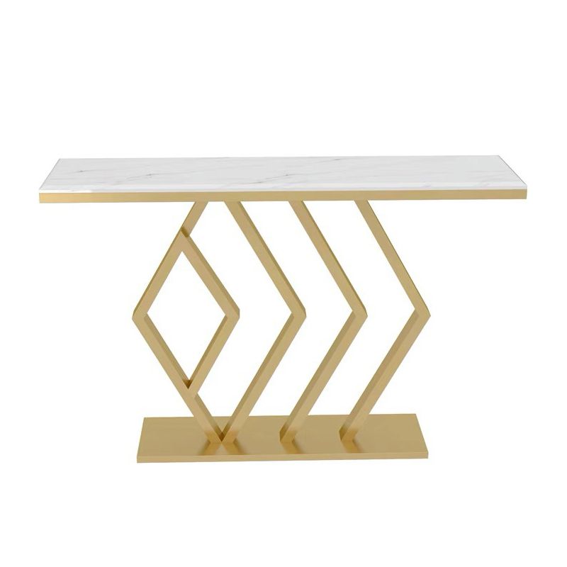 Glam Accent Table Antique Finish Console Sofa Table in Marble Clearhalo 'Console Tables' 'console_tables' 'Entry & Mudroom Furniture' 'furn' 'furn_console_tables' 'Furniture' 1200x1200_4e0e1836-4b43-4168-ab6d-e370e93f67fe