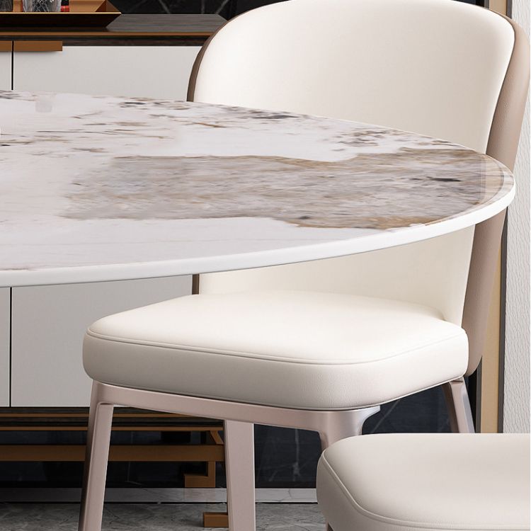 Ensemble de table à manger ronde 1/4/5/7 PCS Table à manger avec dessus en pierre avec chaise rembourrée