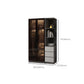 Modern Glass Hinged Doors Wardrobe Armoire Wood Frame Wardrobe with Shelves without Light