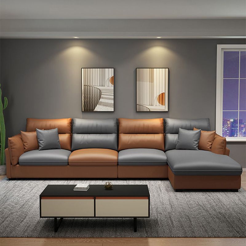 Mid Century Modern Faux Feather 4-seat Sofa & Chaise For Living Room Clearhalo 'furn' 'furn_sectionals' 'Furniture' 'Living Room Furniture' 'Sectionals' 1200x1200_4e15226d-9823-4764-b054-d86caf4727c2