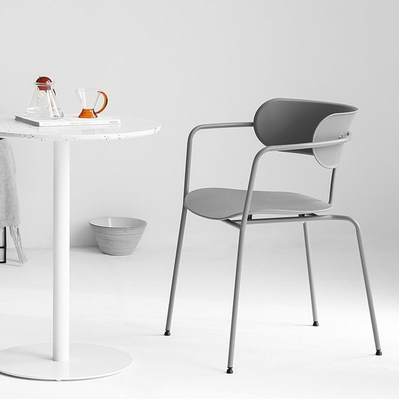 Contemporary Style Arm Chair Plastic Open Back Side Chair with Metal Base Clearhalo 'Dining Chairs' 'Dining Tables & Seating' 'dining_chair' 'furn' 'furn_dining_chair' 'Furniture' 'Kitchen & Dining Furniture' 1200x1200_4e15a879-9928-4c44-b2b4-9cfb644f3d28