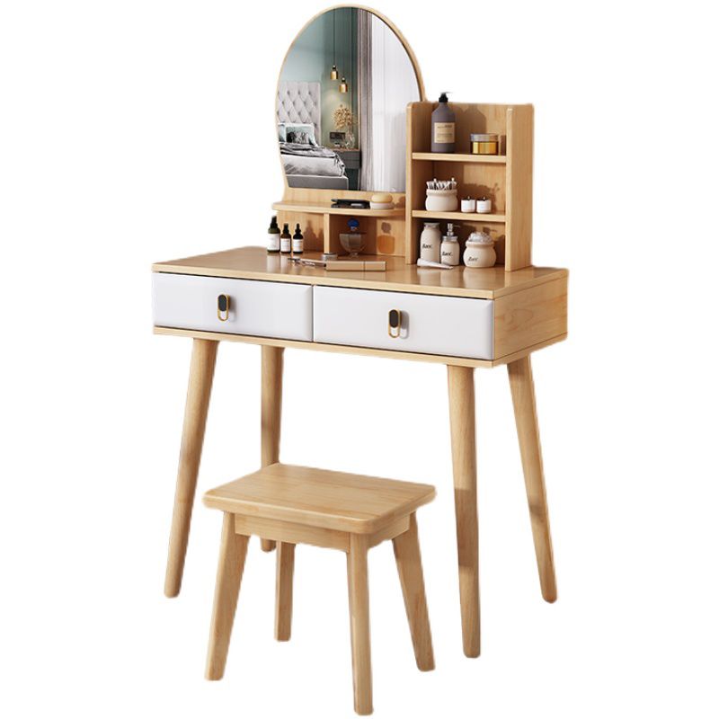 Modernist Solid Wood Make-up Vanity Home Vanity Desk with Mirror for Bedroom