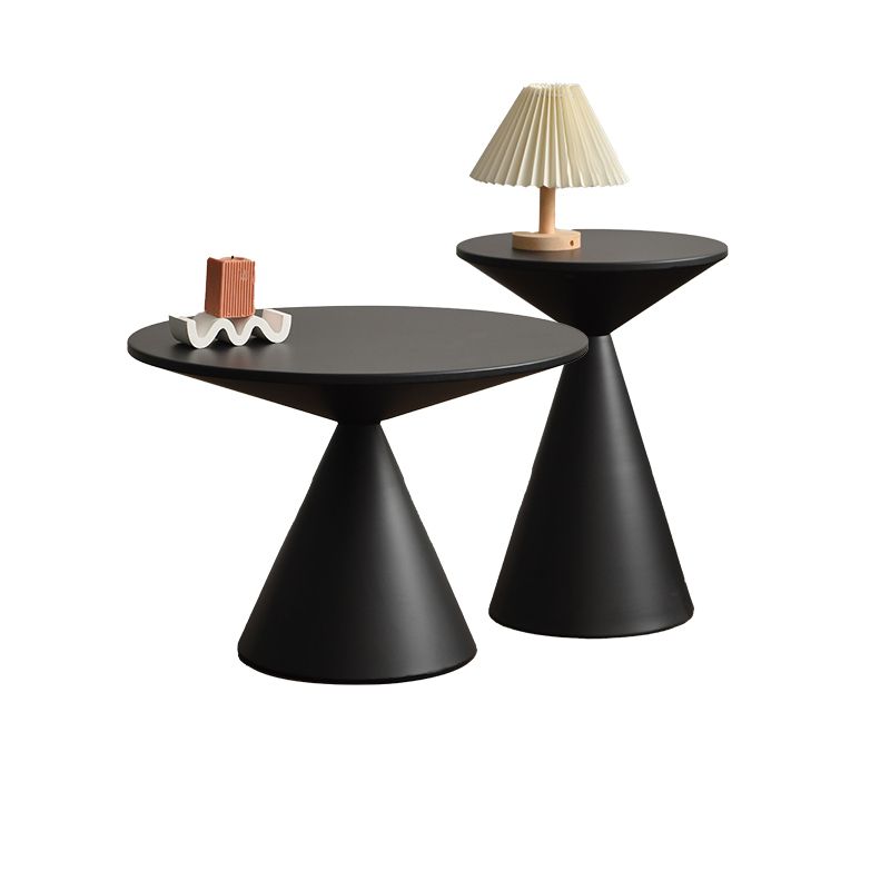 Table d'angle contemporaine metal rond piédestal latérale