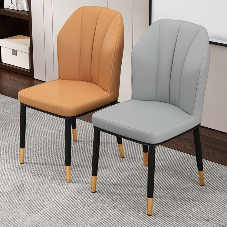 Modern Kitchen Leather Dining Chair 36"H Parsons Chair with Metal Legs Clearhalo ' kitchen&dining_furn' 'Dining Chairs' 'Dining Tables & Seating' 'dining_chair' 'furn' 'furn_dining_chair' 'Furniture' 'furniture_dining_chair' 'Kitchen & Dining Furniture' 'kitchen' 1200x1200_4e1b8ca0-de71-4523-9096-b1b95d8ca270