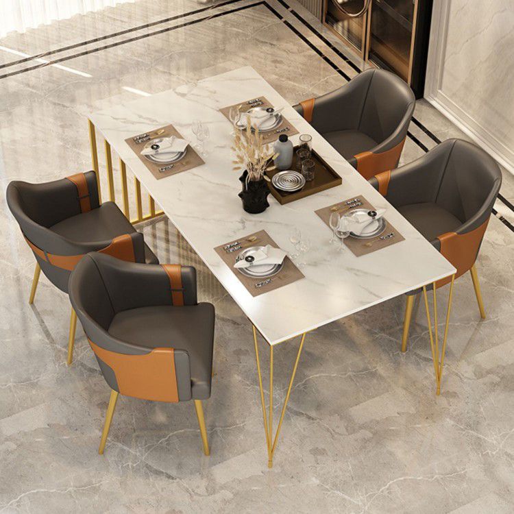 Silla de comedor de cuero tapizado de comedor de estilo glamoroso