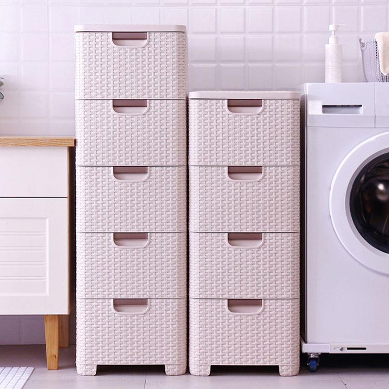 Plastic Beige Non-Hanging Armoire Modern Storage Cabinet for Bedroom