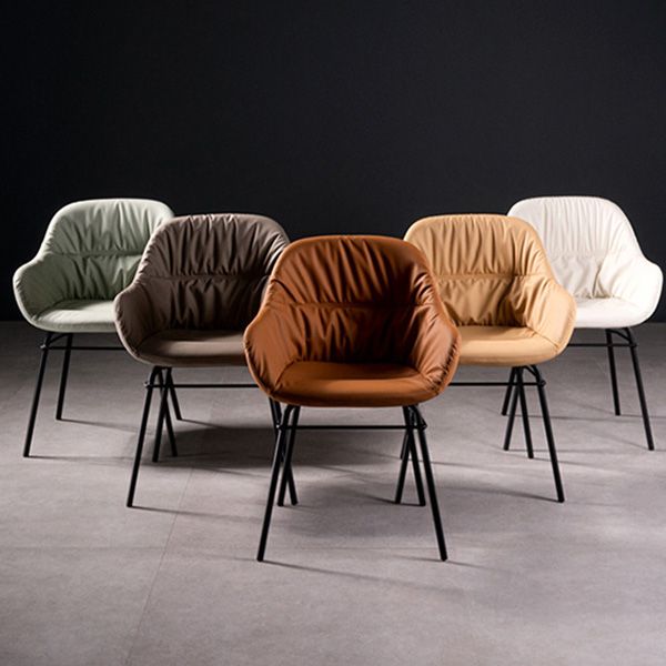 フェイクレザーダイニングチェアインダストリアルスタイルウィングバックアームチェア