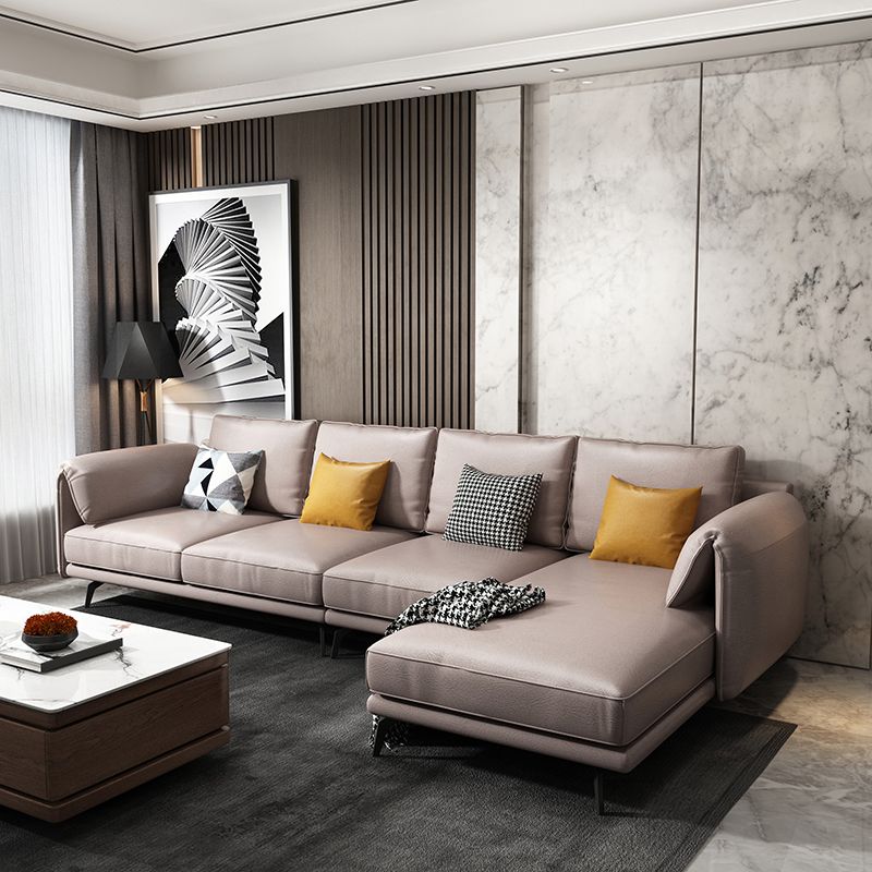 Contemporary Pillow Top Arms Sectional with Pillow Back for 4 People