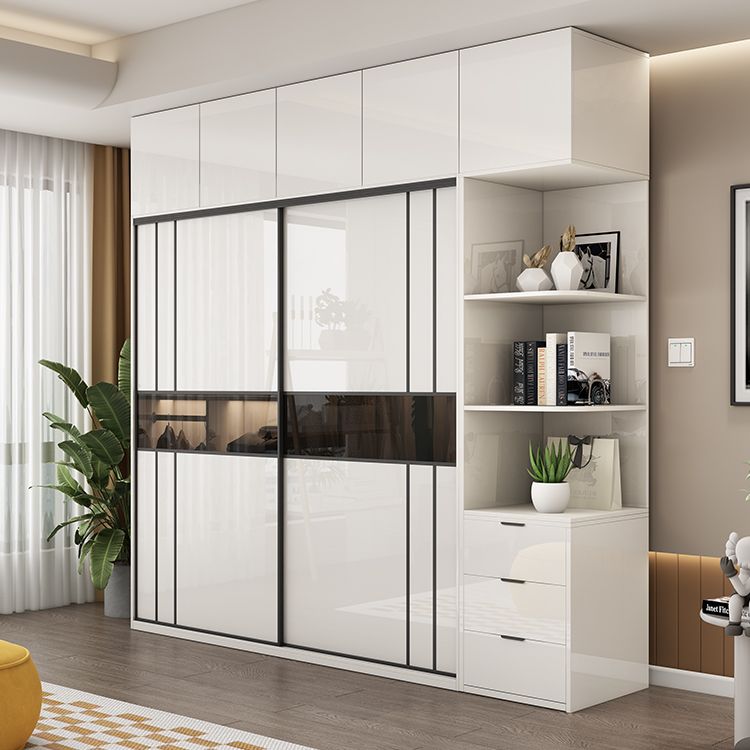 White Colour Wooden Wardrobe Cloth Rod Included Wardrobe Closet with Shelves Clearhalo 'Armoires & Wardrobes' 'armoires_wardrobes' 'Bedroom Furniture' 'furn' 'furn_armoires_wardrobes' 'Furniture' 1200x1200_4e20024f-7f60-4619-a5e2-65a789788cdf
