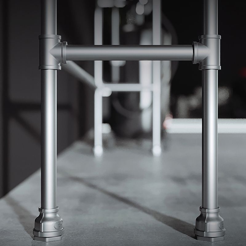 Industrial Black Wood Bar Table with Rectangle Table Top Silver Trestle Table - 42" H Clearhalo 'Bar Furniture' 'Bar Tables' 'bar_tables' 'furn' 'furn_bar_tables' 'Furniture' 'furniture_bar_tables' 'Kitchen & Dining Furniture' 1200x1200_4e215555-5da1-41e8-b3a7-4a3b2e150b34