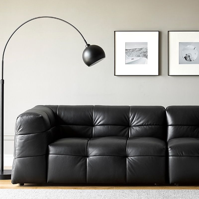 Sofá de brazo cuadrado de asiento de cuero contemporáneo para sala de estar