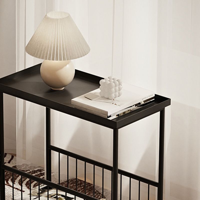 21.65" Tall Metal End Table Tray Top Accent Side Table with Storage