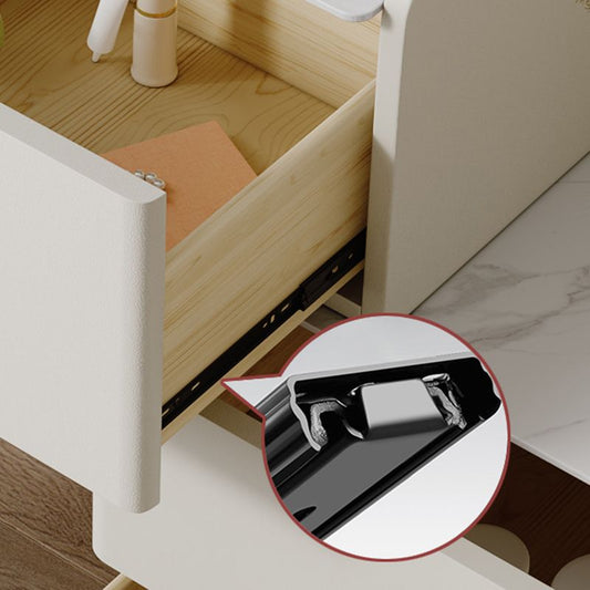 Beige Dressing Table Set with Storage Drawers Stone Top Make-up Vanity