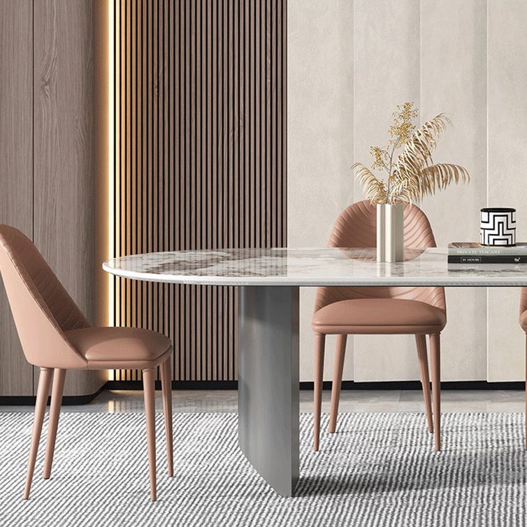 Luxury Sintered Stone Kitchen Home Fixed Double Pedestal Dining Table Clearhalo 'Dining Tables & Seating' 'Dining Tables' 'dining_table' 'furn' 'furn_dining_table' 'Furniture' 'Kitchen & Dining Furniture' 1200x1200_4e23bf59-d238-48fd-8f31-ef464dda93c5