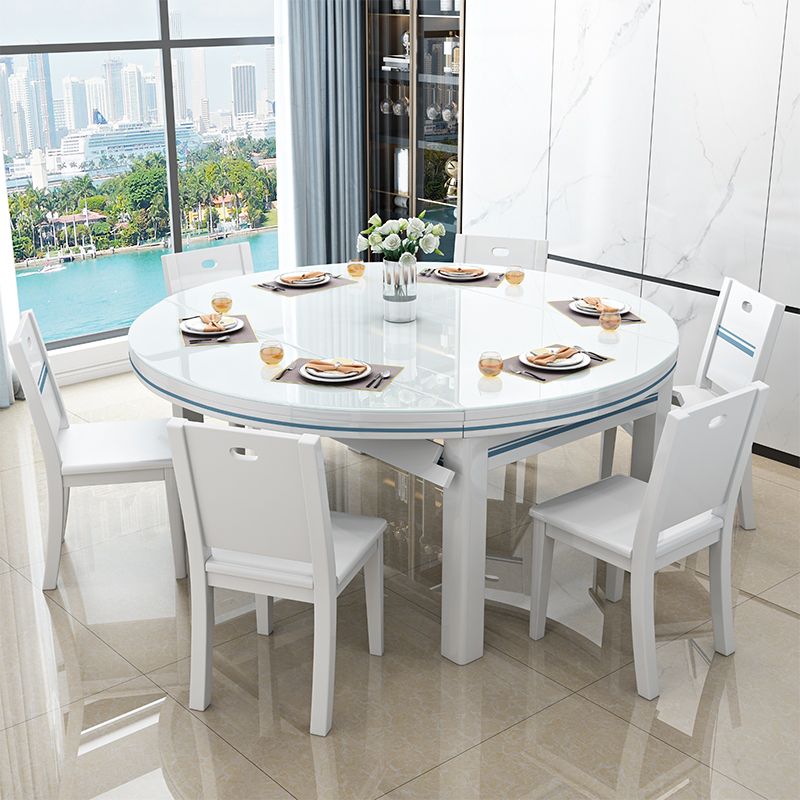 1/5/7 pezzi tavolo da pranzo e sedia set in bianco, contemporaneo