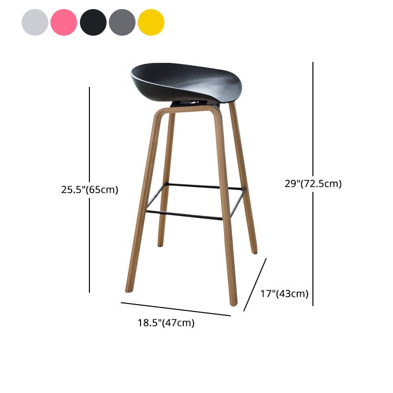 Modern Plastic Counter Stool Footrest Low Back Bucket Coffee Shop Bar Stool with Wood Legs Clearhalo 'Bar Furniture' 'Bar Stools' 'bar_stools' 'furn' 'furn_bar_stools' 'furniture_bar_stools' 'Kitchen & Dining Furniture' 'kitchen&dining_furn' 'kitchen' 'kitchen_furn' Furniture' 1200x1200_4e26efdf-e524-4ee8-b4d2-2b46e4f32df0