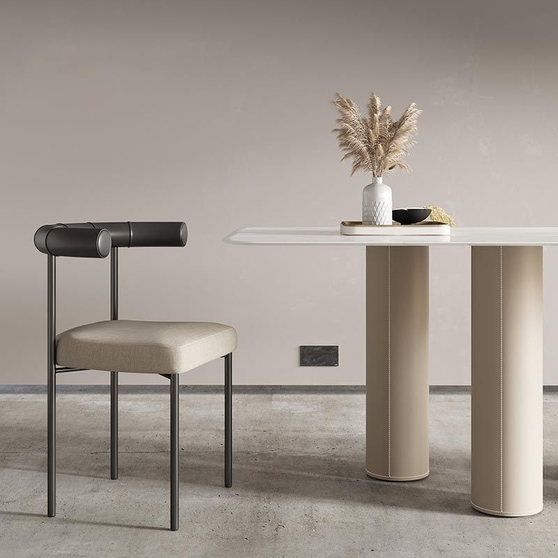 Modern Linen Dining Chair Open Back Dining Side Furniture in Matte Finish for Brasserie Clearhalo 'Dining Chairs' 'Dining Tables & Seating' 'dining_chair' 'furn' 'furn_dining_chair' 'Furniture' 'Kitchen & Dining Furniture' 1200x1200_4e28c1d7-032b-4df5-a336-29ad290557db