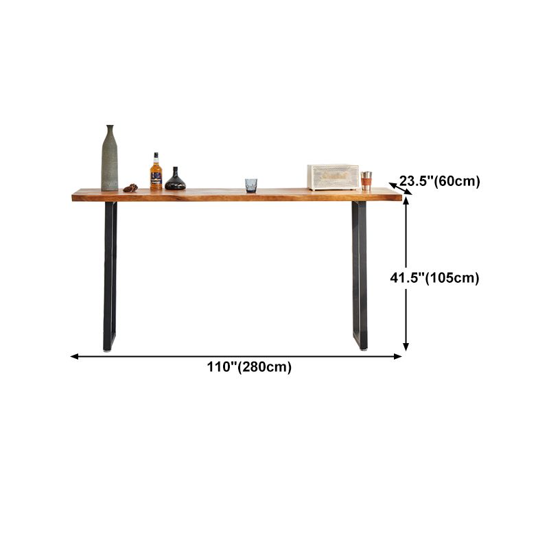 Solid Wood Bar Dining Table Industrial Bar Dining Table with Sled Base in Black Clearhalo 'Bar Furniture' 'Bar Tables' 'bar_tables' 'furn' 'furn_bar_tables' 'Furniture' 'furniture_bar_tables' 'Kitchen & Dining Furniture' 1200x1200_4e2f359c-1997-4988-8436-85dc8995f344