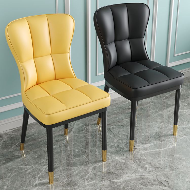 Scandinavian Home Side Chair Solid Back Metal Upholstered Dining Room Chair Clearhalo ' kitchen&dining_furn' 'Dining Chairs' 'Dining Tables & Seating' 'dining_chair' 'furn' 'furn_dining_chair' 'Furniture' 'furniture_dining_chair' 'Kitchen & Dining Furniture' 'kitchen' 1200x1200_4e318d20-055e-4529-81fb-b7fc7979ceab