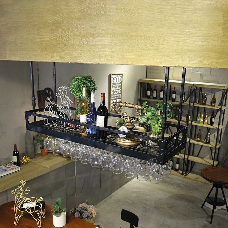 Metal Hanging Wine Holder Rack Modern Style Wine Shelf -47.2"L x 13.8"W x 5.9"H Clearhalo 'furn' 'furn_wine_racks' 'Furniture' 'Kitchen & Dining Furniture' 'Wine Racks' 'wine_racks' 1200x1200_4e32dd3e-6098-4df0-ab84-0fafb97d18a7