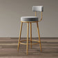 Glam Style Counter Stool Upholstered Living Room Bar Stool with Gold Frame