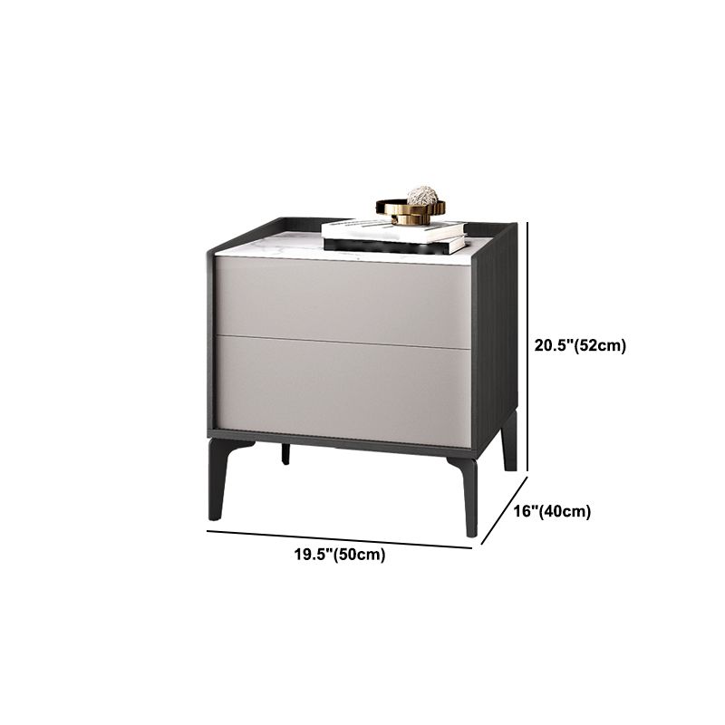 MODERNE 21 pouces H Nightand H, 2 Drawer Stone Top Mands comprend une table de nuit en gris