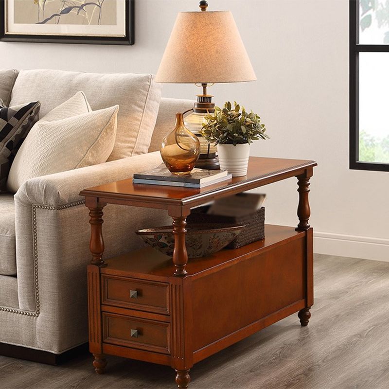 23,6 "hohe rustikale Eichenschubladen -Endtabelle 4 Beine rechteckiger Beistelltisch