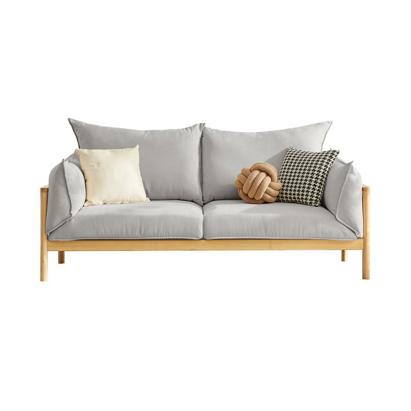 Modern 37" H Linen Wood Frame Square Arm Loveseat for Living Room