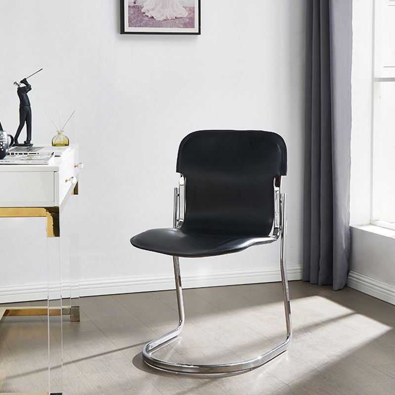 Metal Kitchen Dining Chairs Contemporary Dining Side Chair in Black Clearhalo 'Dining Chairs' 'Dining Tables & Seating' 'dining_chair' 'furn' 'furn_dining_chair' 'Furniture' 'Kitchen & Dining Furniture' 1200x1200_4e3936b1-0074-4c7d-bc63-f450c368b274