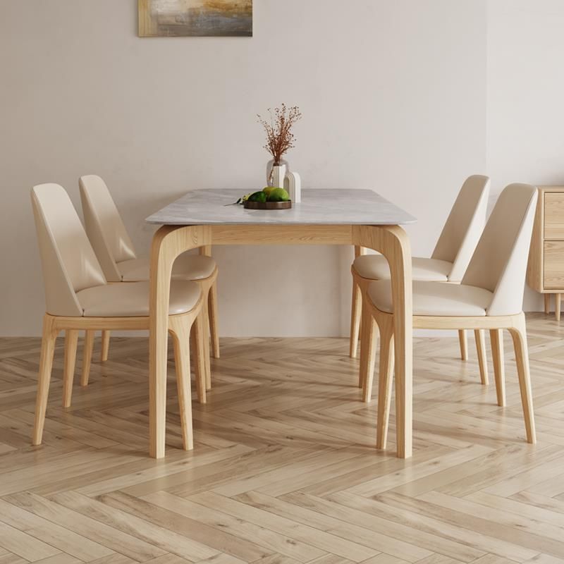 Mid-Century Dining Table with Ash Wood Frame White Stone Top Table for Home Clearhalo 'Dining Tables & Seating' 'Dining Tables' 'dining_table' 'furn' 'furn_dining_table' 'Furniture' 'Kitchen & Dining Furniture' 1200x1200_4e3a0c04-69d7-47b4-9e32-c3555c846790