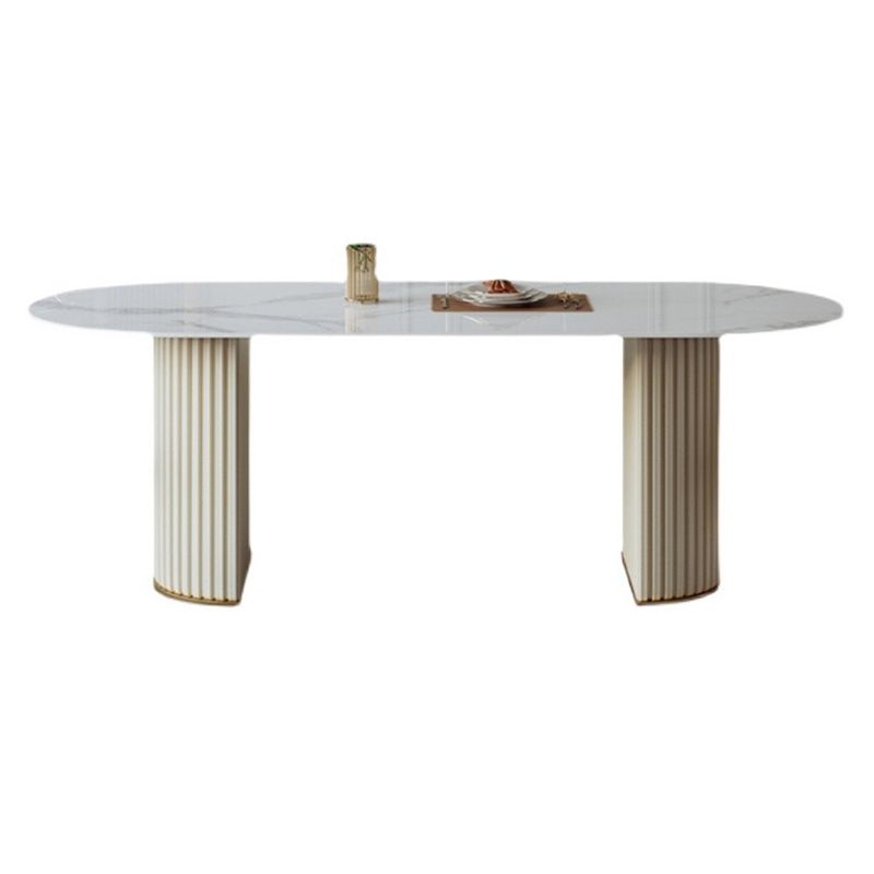 Ovale eetkamertafel Luxe dubbele keukentafel op voetstuk