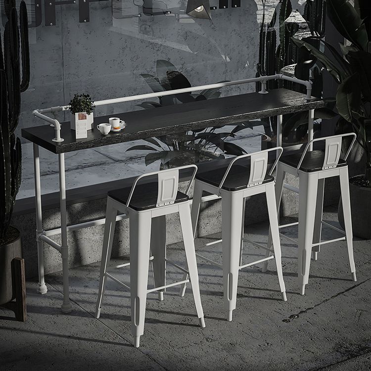 Industrial Black Wood Pub Table with Rectangle Table Top Trestle Table - 42" H Clearhalo 'Bar Furniture' 'Bar Tables' 'bar_tables' 'furn' 'furn_bar_tables' 'Furniture' 'furniture_bar_tables' 'Kitchen & Dining Furniture' 1200x1200_4e3cbb3d-63ff-4b86-aae5-ed35507694c3