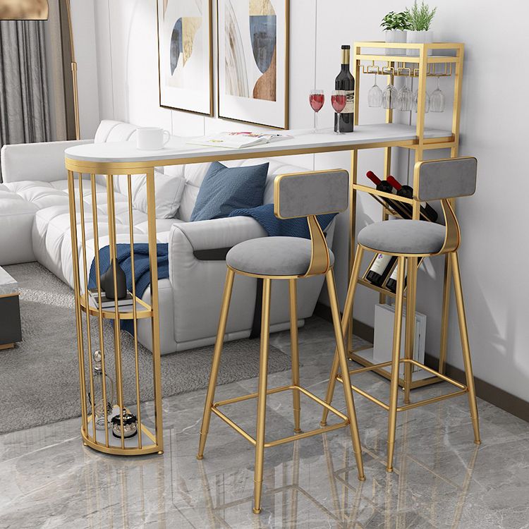 Glam Iron Bar Table Faux Marble White Specialty Top 41.3"H Bistro Table Clearhalo 'Bar Furniture' 'Bar Tables' 'bar_tables' 'Furniture' 'furniture_bar_tables' 'Kitchen & Dining Furniture' 'kitchen&dining_furn' 'kitchen' 1200x1200_4e3ded40-8cd1-46bc-af7f-5f54ff97b322