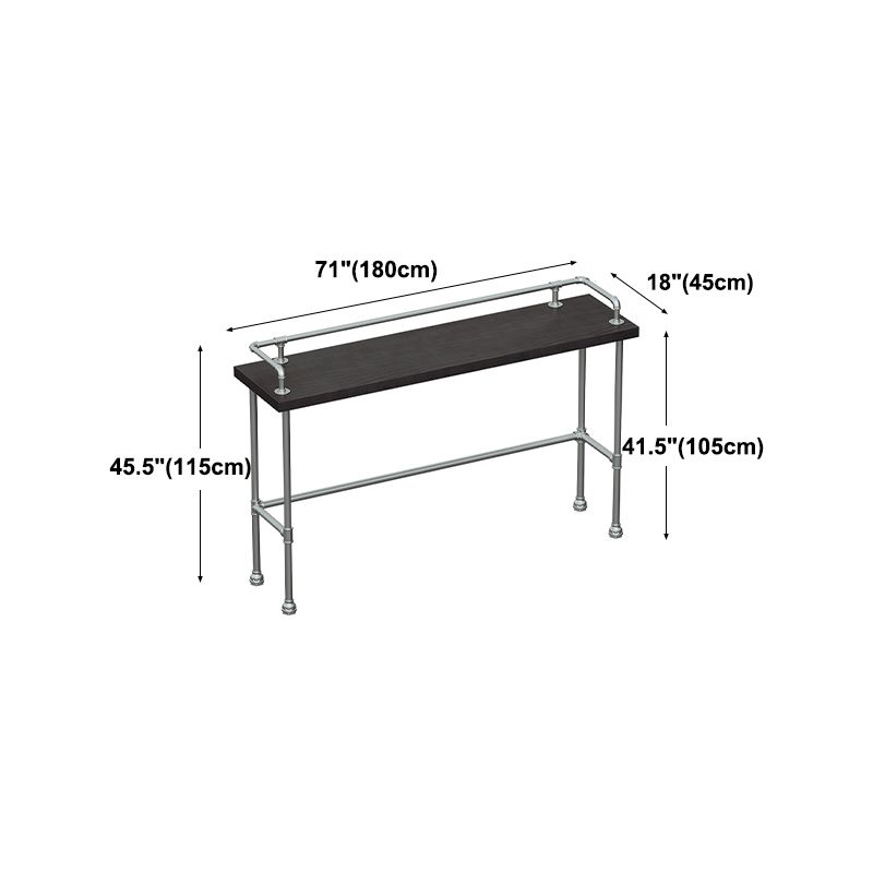 Industrial Black Wood Bar Table with Rectangle Table Top Silver Trestle Table - 42" H Clearhalo 'Bar Furniture' 'Bar Tables' 'bar_tables' 'furn' 'furn_bar_tables' 'Furniture' 'furniture_bar_tables' 'Kitchen & Dining Furniture' 1200x1200_4e3e35cd-424b-4417-839c-c39cdf5f1b4c