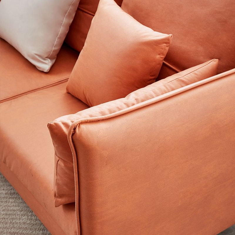 Contemporary Faux Leather Square Arm Sofa Pillow Back Couch with Metal Legs Clearhalo 'Furniture' 'furniture_sofas' 'Living Room Furniture' 'Sofa' 'sofas' 1200x1200_4e40ef56-67cd-4132-8503-646655a6ce10