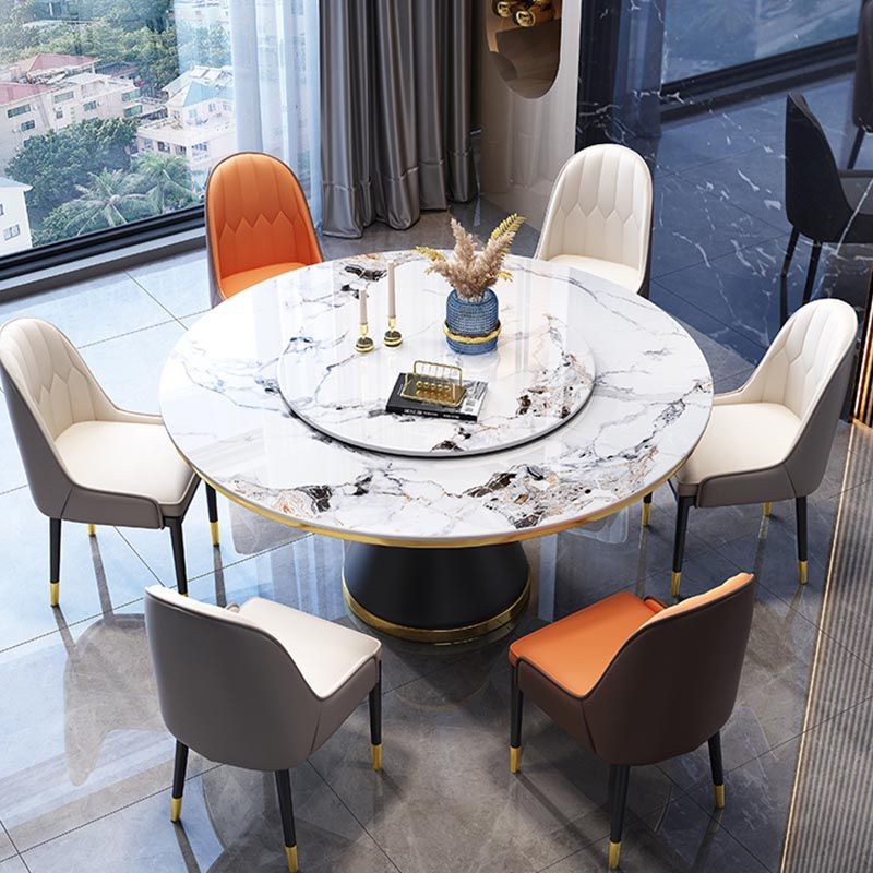 Round Sintered Stone Dining Table Modern Dining Turntable Furniture with Pedestal Base Clearhalo 'Dining Tables & Seating' 'Dining Tables' 'dining_table' 'furn' 'furn_dining_table' 'Furniture' 'Kitchen & Dining Furniture' 1200x1200_4e418c9c-edfe-4c7d-abfd-f6ae689c6c2b