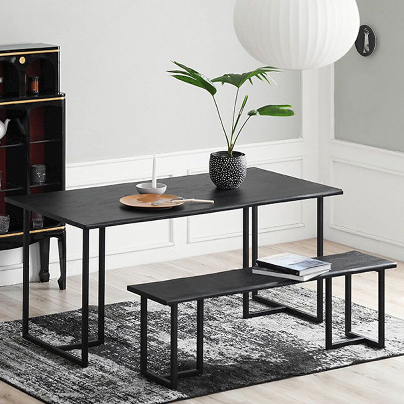 Mid-Century Modern Solid Wood Bench Rectangle Seating Bench in Black with Legs Clearhalo 'Benches' 'Chairs & Seating' 'furn' 'furn_benches' 'Furniture' 'Living Room Furniture' 1200x1200_4e433617-7f38-4107-8903-53cd8e3b5753