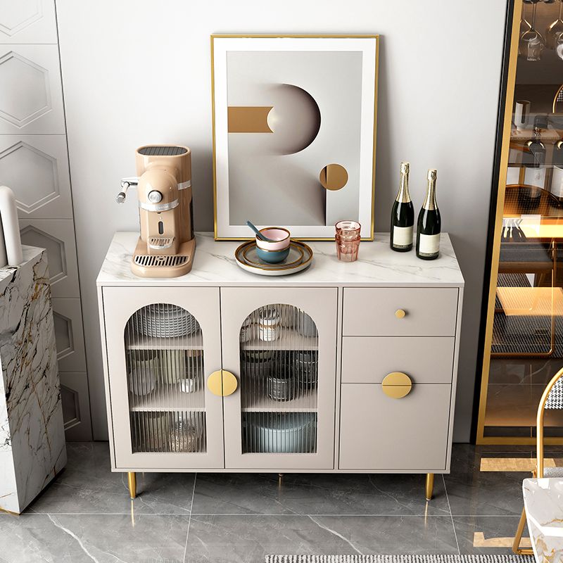 Armario de puertas de vidrio de buffet de aparador moderno con luces LED