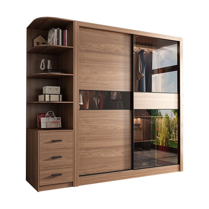 Brown Storing Cabinet zeitgenössischer Garderobe Armoire für Schlafzimmer
